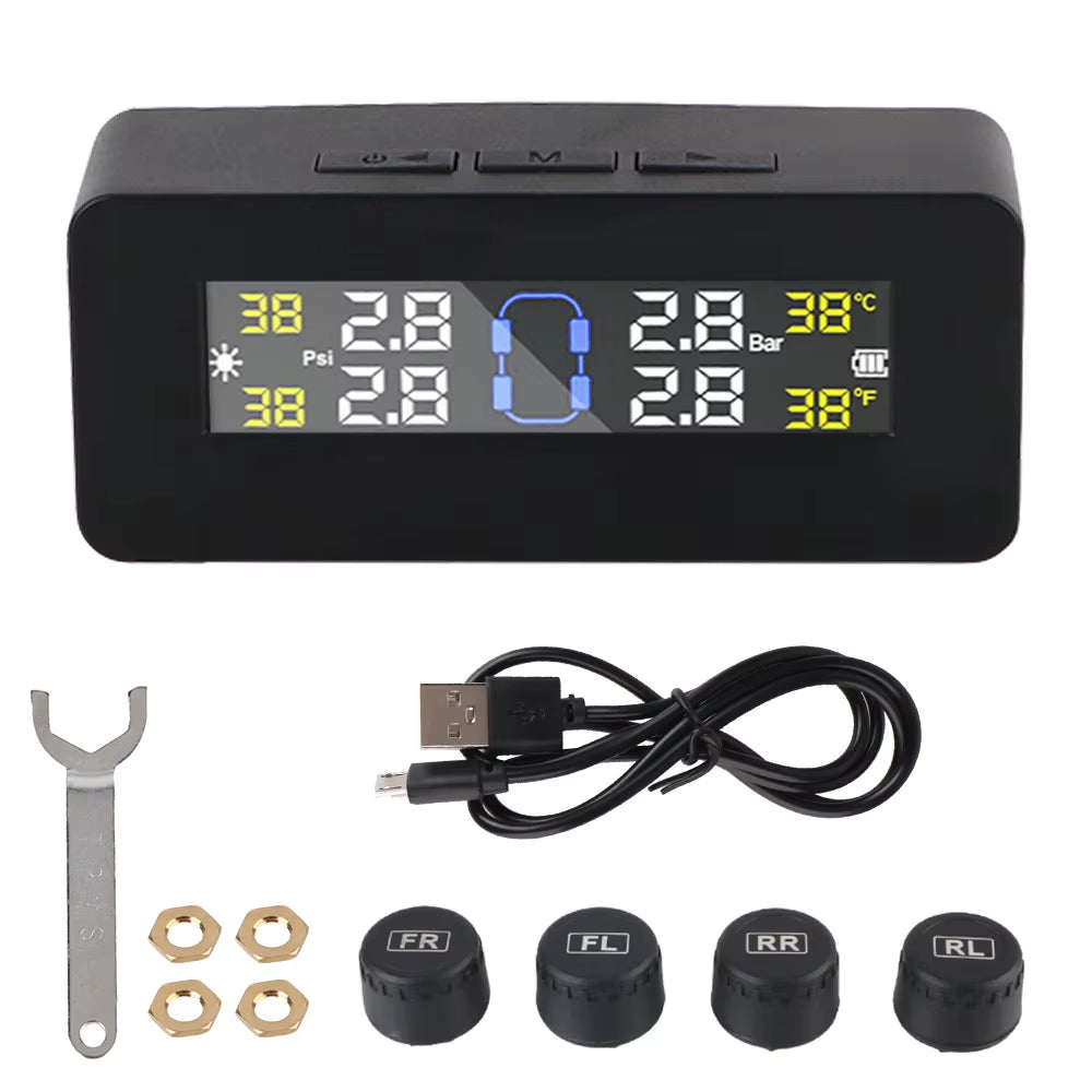 Tire Pressure Monitoring System Temperature Warning New C External Battery Version Sensors Solar TPMS Car Tyre Pressure Monitor